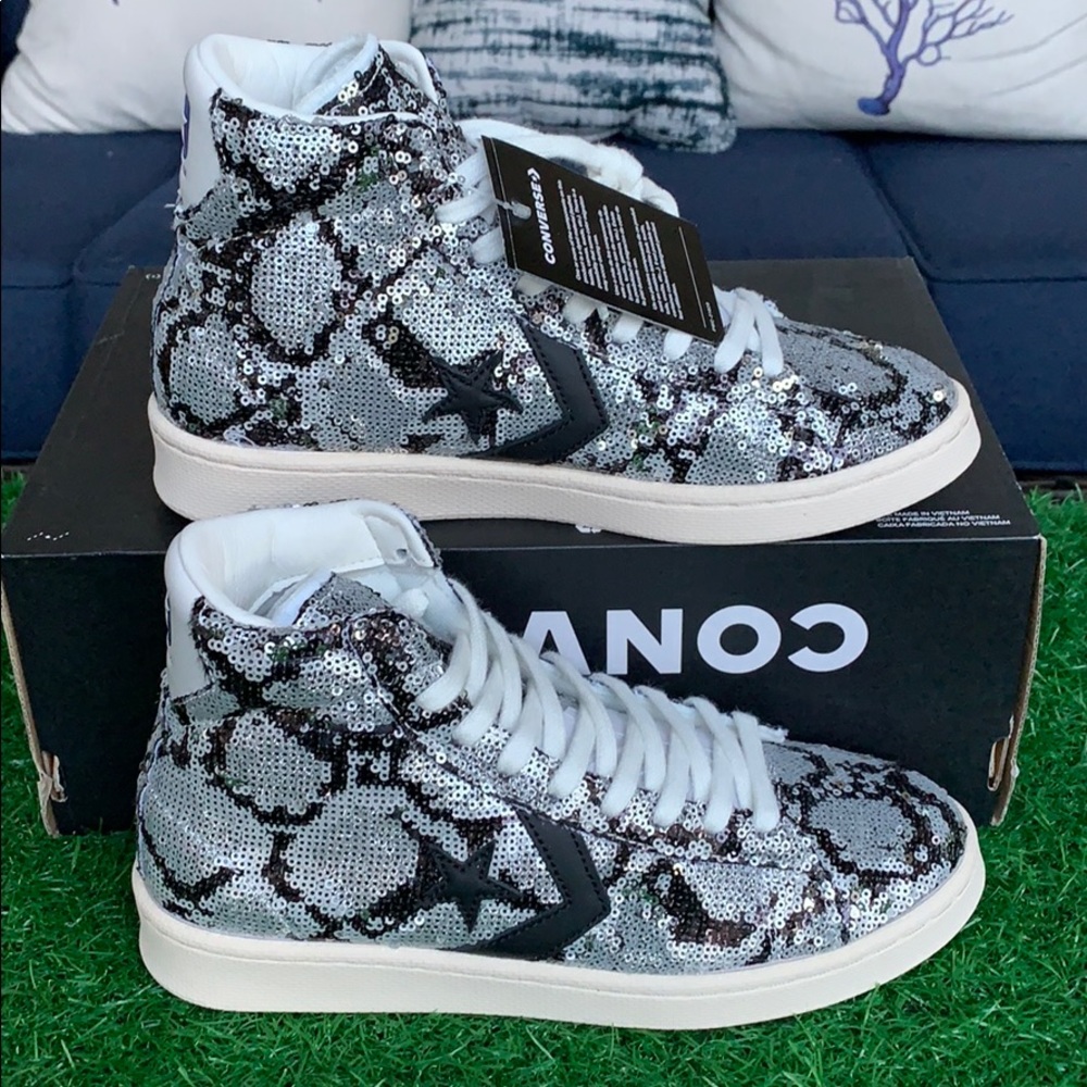 Converse PRO Leather mid silver/vintage wht/blk WM - Picture 5 of 16